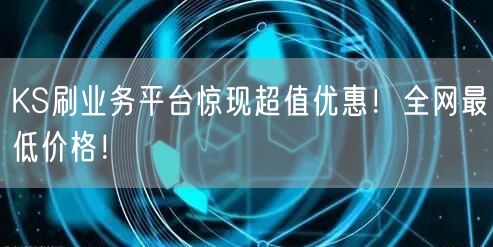 KS刷业务平台惊现超值优惠！全网最低价格！
