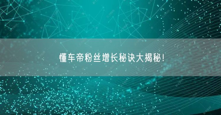 懂车帝粉丝增长秘诀大揭秘！