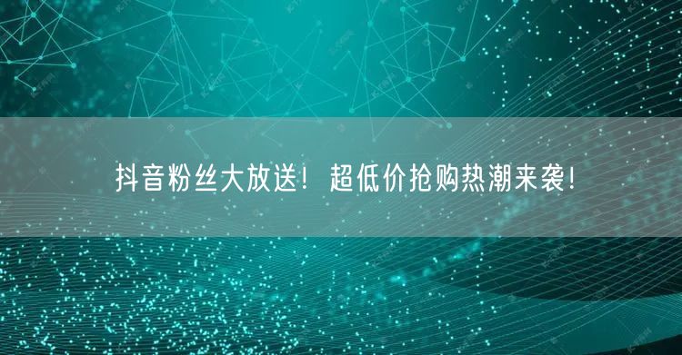 抖音粉丝大放送！超低价抢购热潮来袭！