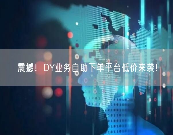 震撼！DY业务自助下单平台低价来袭！