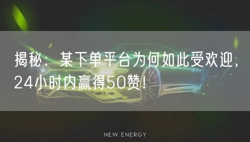 揭秘：某下单平台为何如此受欢迎，24小时内赢得50赞！