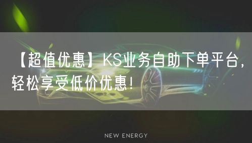【超值优惠】KS业务自助下单平台，轻松享受低价优惠！