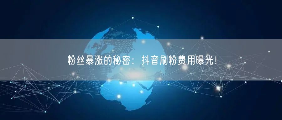 粉丝暴涨的秘密：抖音刷粉费用曝光！