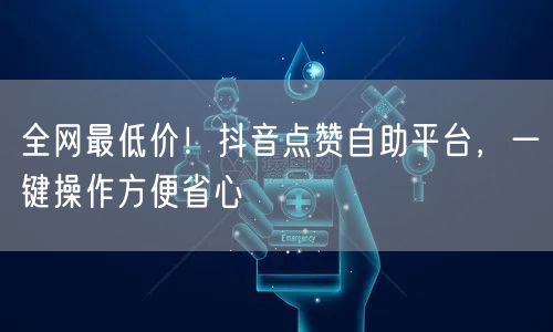 全网最低价！抖音点赞自助平台，一键操作方便省心