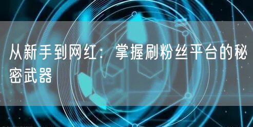 从新手到网红：掌握刷粉丝平台的秘密武器