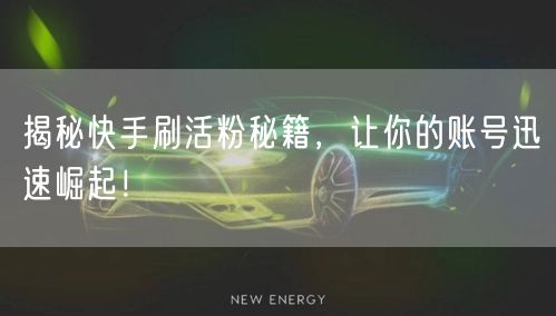 揭秘快手刷活粉秘籍，让你的账号迅速崛起！